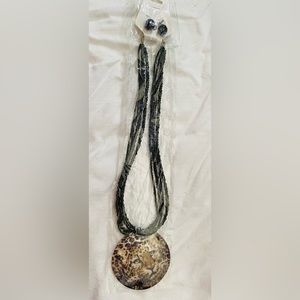 Leopard Seashell Animal Print Necklace and Earring Set